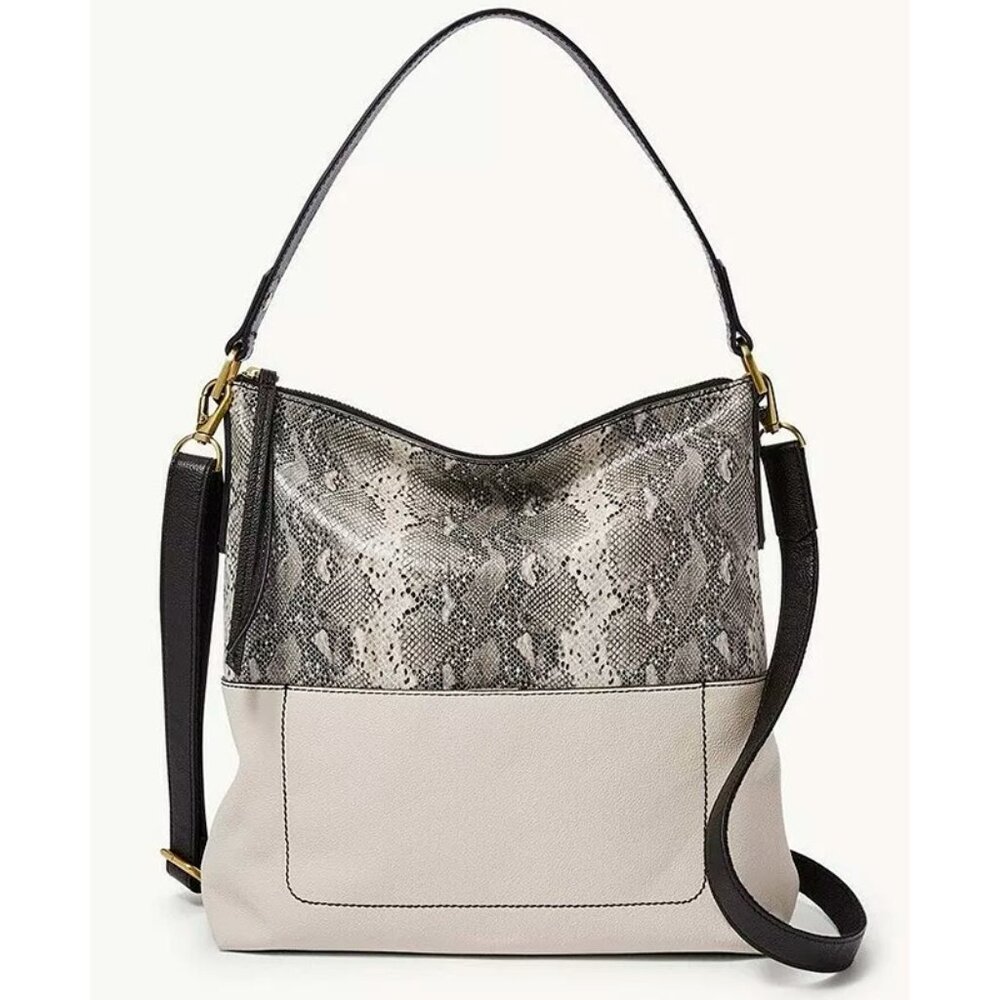 S Fossil Amelia Leather Hobo Crossbody Shoulder Bag Python SHB2302874 NWT $238
